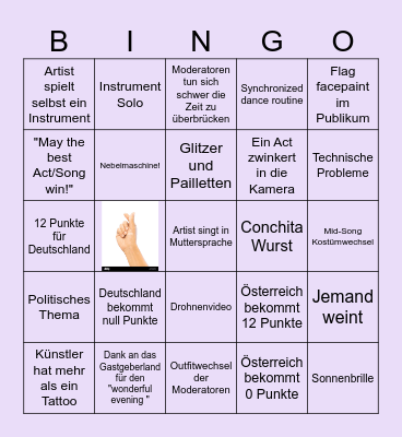 Eurovision Song Contest 2024 Bingo! Bingo Card