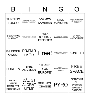 EUROVISION 2024 BINGO Card