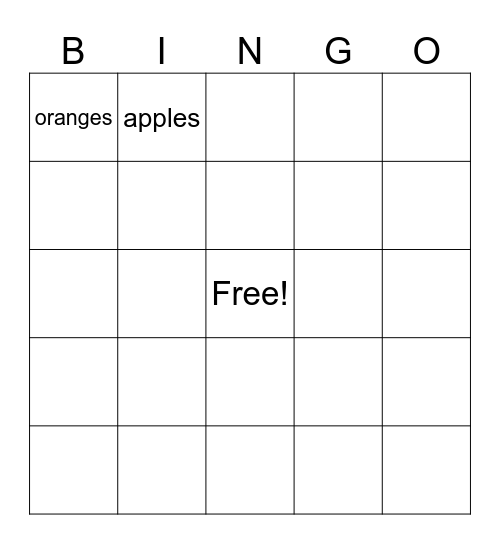 Helping Neighbor Bingo Card