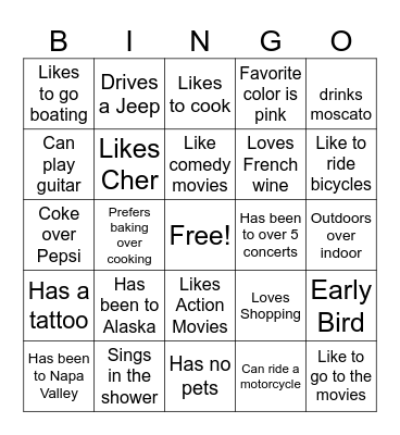 Annie's Singles Mingles Bingo Card