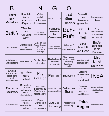 Eurovision Song Contest 2024 Bingo! Bingo Card