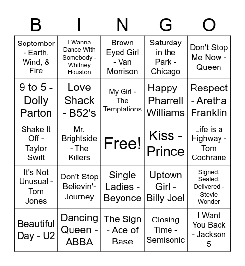 Music Bingo Card