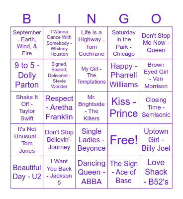 Music Bingo Card