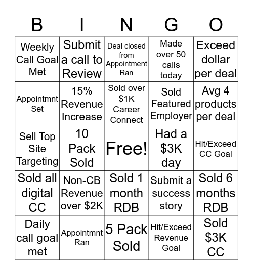 Team Fry Bingo Card