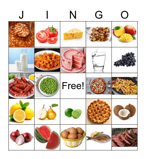 Food Bingo Card