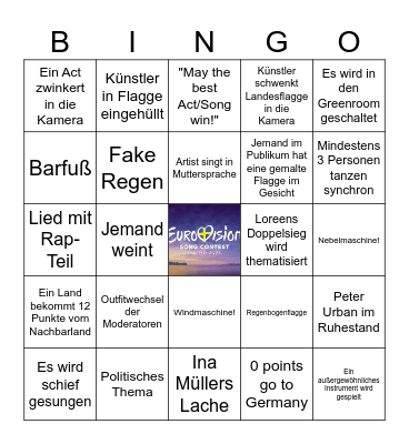 Eurovision Song Contest 2024 Bingo! Bingo Card