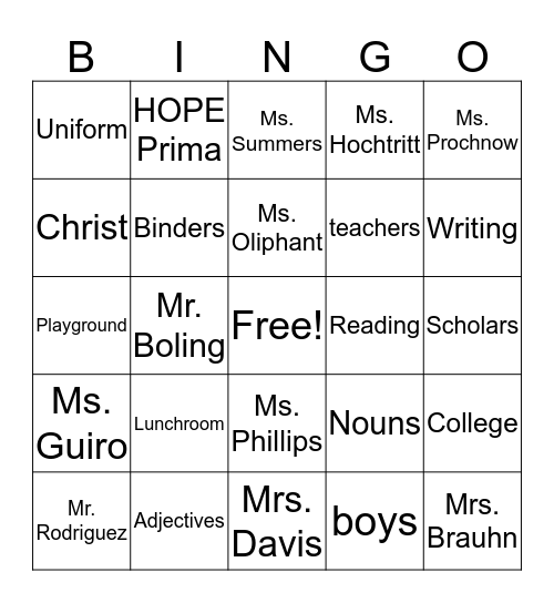 Bingo Card