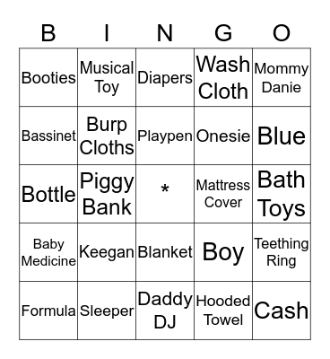 Baby Bingo Card