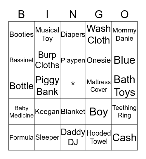 Baby Bingo Card