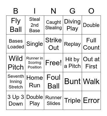 Baseball Bingo Card