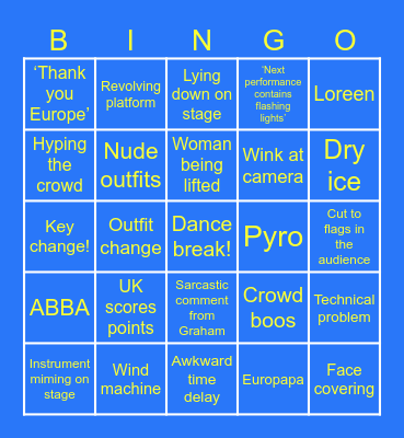 Eurovision 2024 🇸🇪 Bingo Card