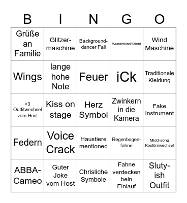 ESC 2024 Bingo Card