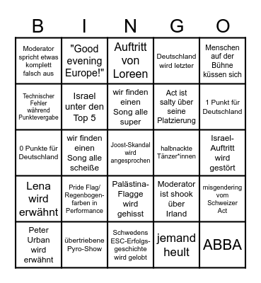 ESC Bullshit-Bingo 2024 Bingo Card