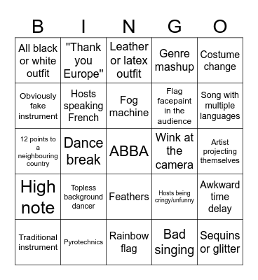 Eurovision 2024 :D Bingo Card