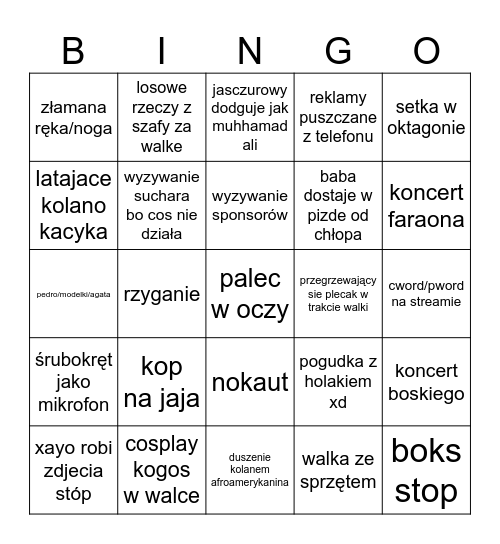 bita śmietanka Bingo Card