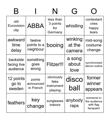 EUROVISION (Krise) 2024 Bingo Card