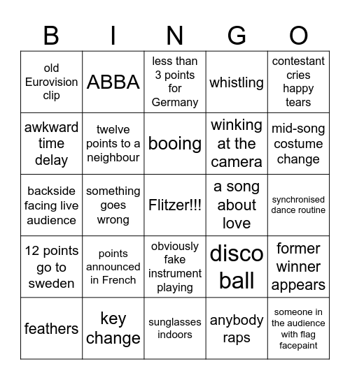 EUROVISION (Krise) 2024 Bingo Card