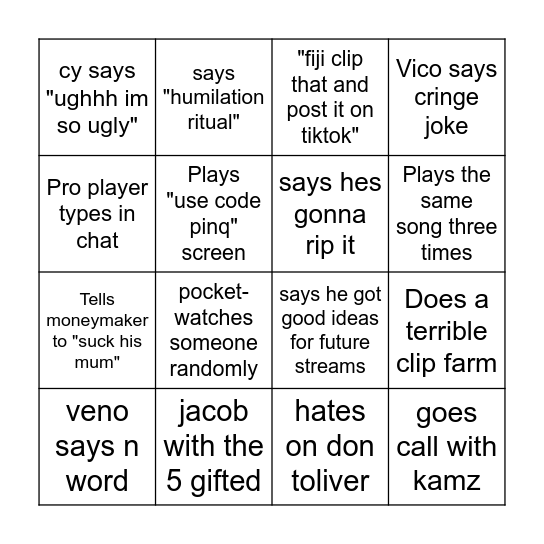 GOON BINGO (FNCS EDITION) Bingo Card