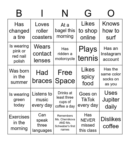 Parent Bingo #1 Bingo Card