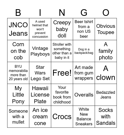 Swap meet bingo Card