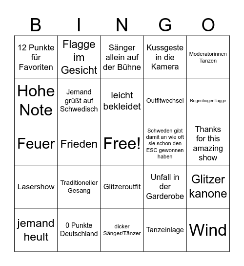 ESC-Bingo Card