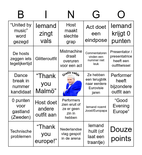 EUROVISIE Bingo Card