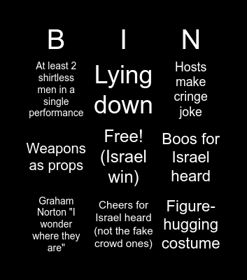 Eurovision Bingo Card