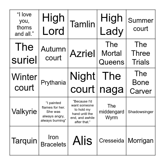 ACOTAR Bingo Card