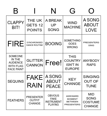 EUROVISION 2024 Bingo Card