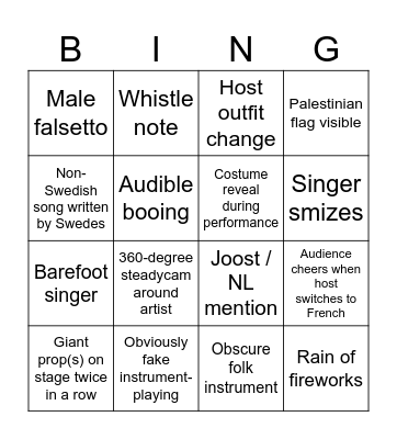 Eurovision Bingo ('24) Bingo Card