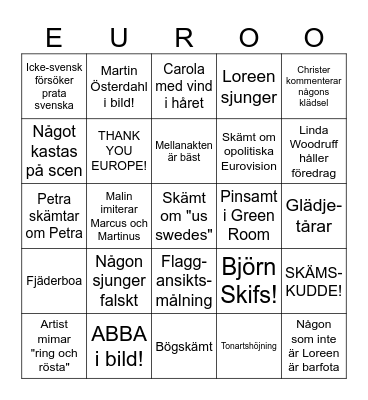 Eurovision-BINGO! Bingo Card