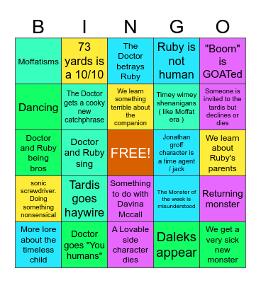 DOCTOR WHO series 14 Bingo Card