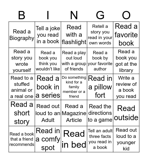 Summer Reading and Be Kind Bingo  Bingo Card