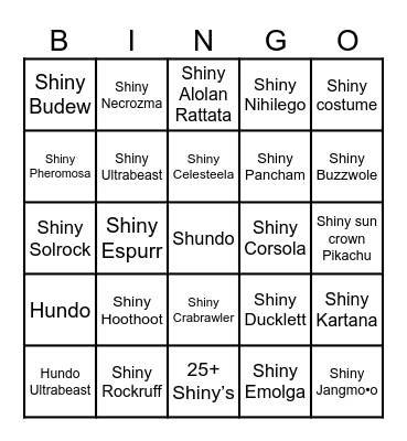 Go fest 2024 Bingo Card