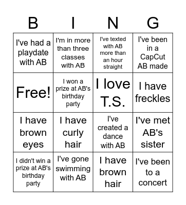 AB's Birthday Bingo Card