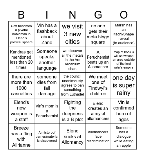 Sajeel Bingo Card