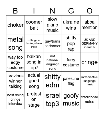shitshow Bingo Card