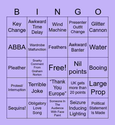 EUROVISION BINGO Card