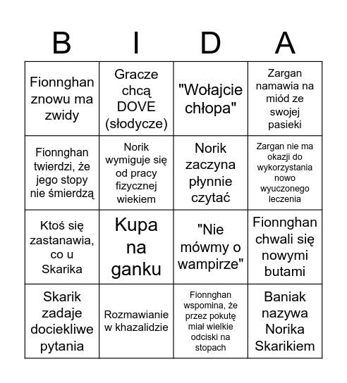 Bingo Baniaka Wydaleni #24 Bingo Card