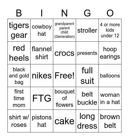 host stand bingo Card