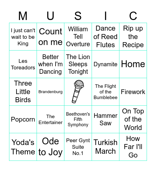 Music Bingo Card