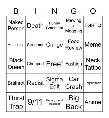 FINAL? Instagram Reels Bingo Card