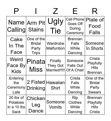 Crista & Brennan Wedding Bingo Card