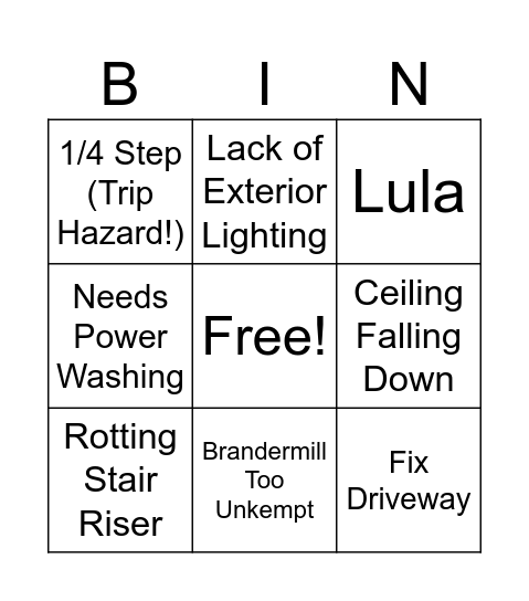 JamieDad! Bingo Card