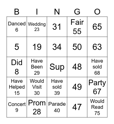 Number Bingo 1-75 Bingo Card