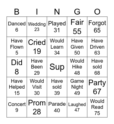 Number Bingo 1-75 Bingo Card