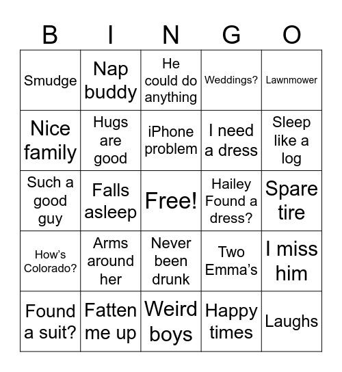 Helmle bingo Card
