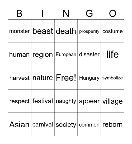 Lesson 3 Bingo Card