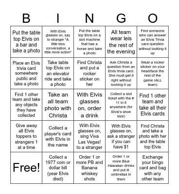 Elvis and a li'l hard rock Bingo Card