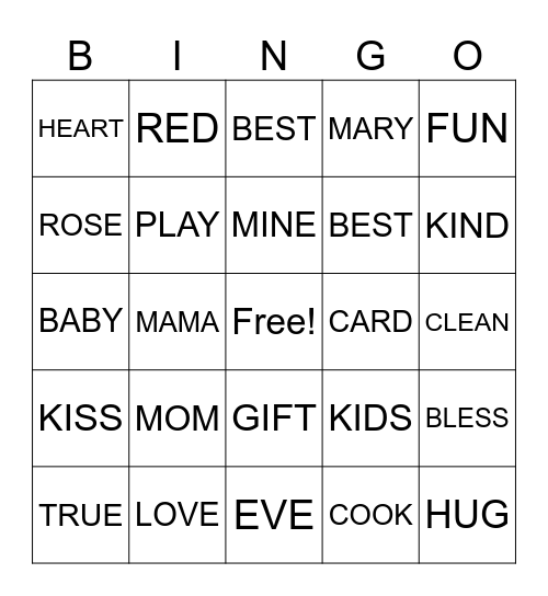MAIN STREET MOTHER'S DAY BINGO! Bingo Card
